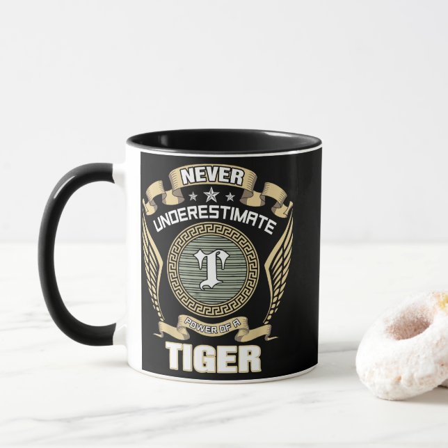NEVER_UNDERESTIMATE_POWER_OF_A_TIGER MUG (With Donut)