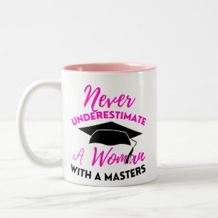 Never Underestimate Power Of Woman With A Masters Two-Tone Coffee Mug