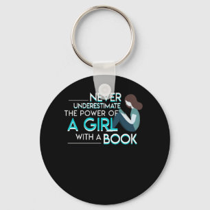 Never Underestimate Reading Book Women Keychain