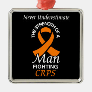 Never Underestimate/Ribbon/Man...CRPS Metal Ornament