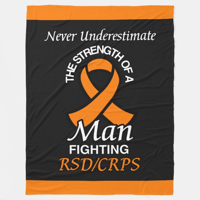 Never Underestimate/Ribbon/Man...RSD/CRPS Fleece Blanket (Front)