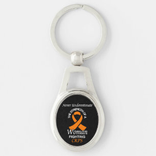 Never Underestimate/Ribbon/Woman...CRPS Keychain