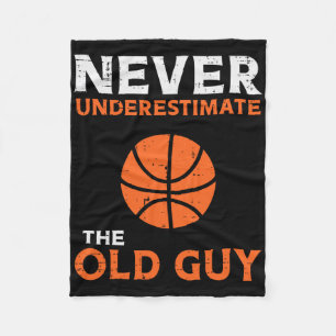 Never Underestimate The Old Guy Bysketbyll Grandpa Fleece Blanket