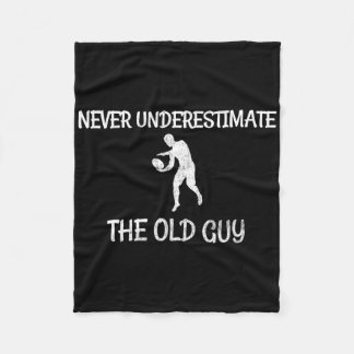 Never Underestimate The Old Guy Funny Disc Golf Fleece Blanket