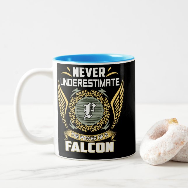 Never Underestimate The Power Of A Falcon Two-Tone Coffee Mug (With Donut)