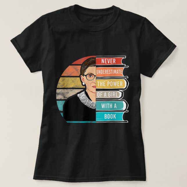 Never Underestimate The Power Of A Girl With Book  T-Shirt (Design Front)