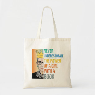Never Underestimate the Power of a Girl With Book Tote Bag