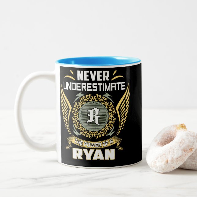 Never Underestimate The Power Of A Ryan Two-Tone Coffee Mug (With Donut)