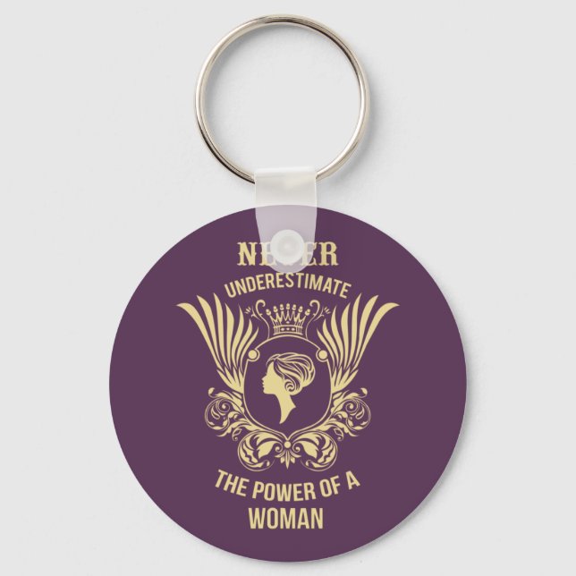 Never underestimate the power of a woman keychain (Front)