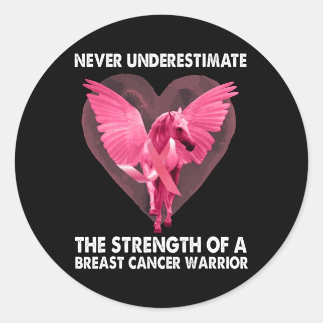 Never Underestimate The Strength Of A Breast Cance Classic Round Sticker (Front)