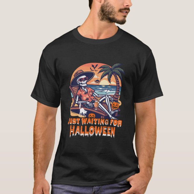 Never Waiting for Halloween Skeleton T-Shirt (Front)