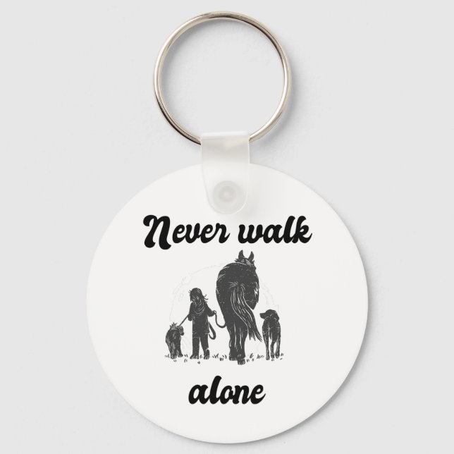 Never Walk Alone – Rustic Animal Lover  Keychain (Front)