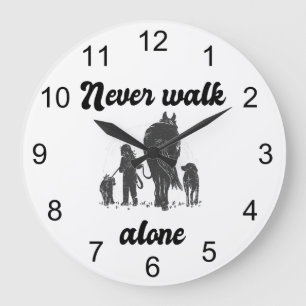 Never Walk Alone – Rustic Animal Lover  Large Clock