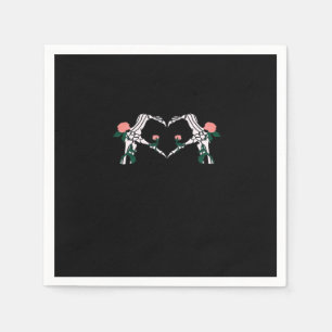 Never Wilts Skeleton Hands Roses Artistic Design Napkin
