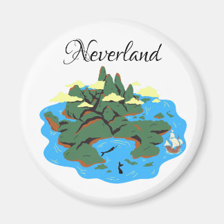Neverland Island with mermaids and pirate ship Magnet
