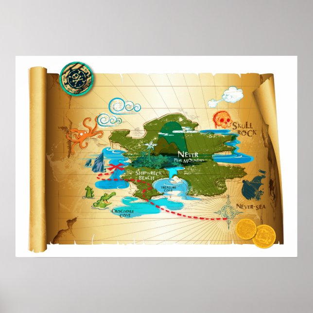Neverland Treasure Map Poster (Front)