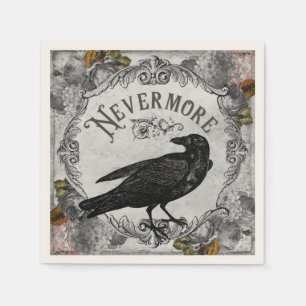 Nevermore Eerie Raven Halloween Horror Napkin