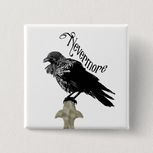 Nevermore Raven 2 Inch Square Button