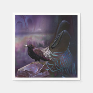 Nevermore, Raven Cemetery Napkins Halloween