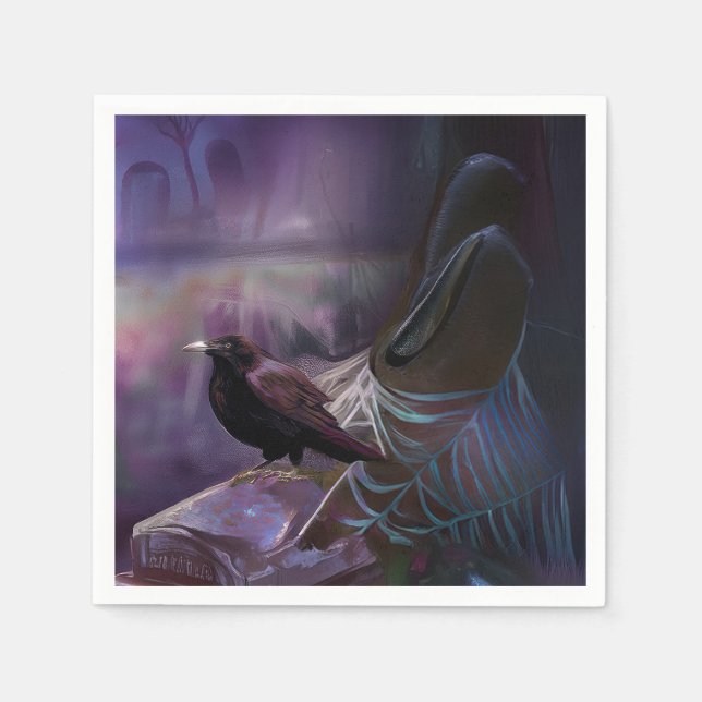 Nevermore, Raven Cemetery Napkins Halloween (Front)