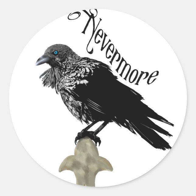 Nevermore Raven Classic Round Sticker (Front)