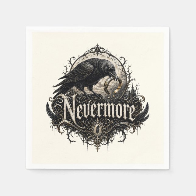 Nevermore Raven Divorce Party Napkin (Front)