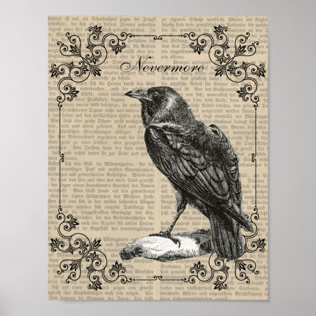 Nevermore, Raven, Edgar Allan Poe poster (Front)