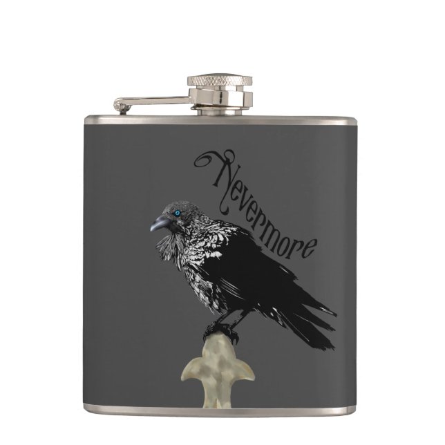 Nevermore Raven Hip Flask (Front)