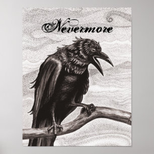 Nevermore Raven in the Mist Poster