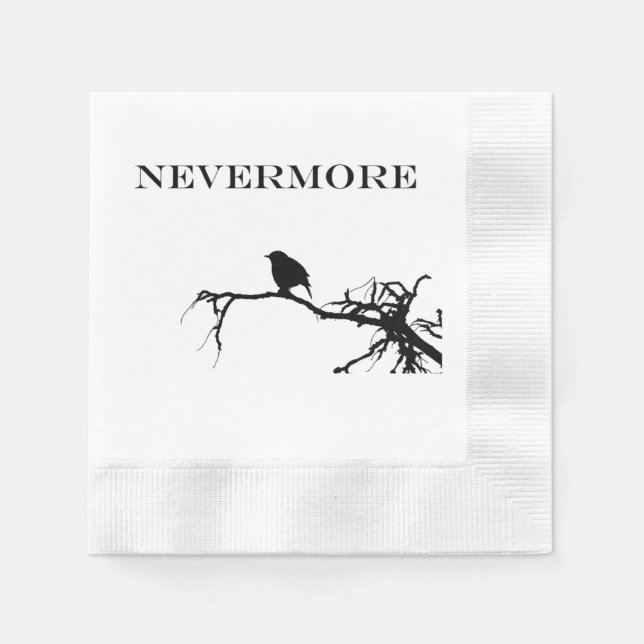 Nevermore Raven Poem Edgar Allan Poe Quote Napkin (Front)