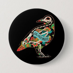 Nevermore Sugar Skull Raven 3 Inch Round Button