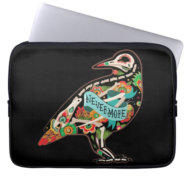 Nevermore Sugar Skull Raven Laptop Sleeve (Front)
