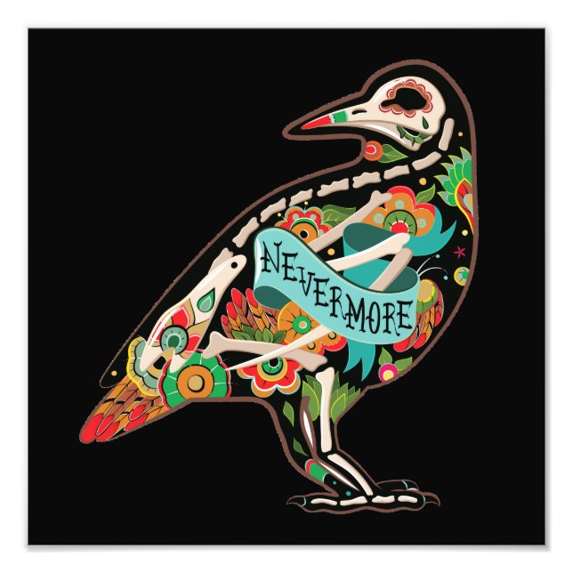 Nevermore Sugar Skull Raven Photo Print (Front)