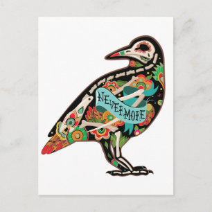 Nevermore Sugar Skull Raven Postcard