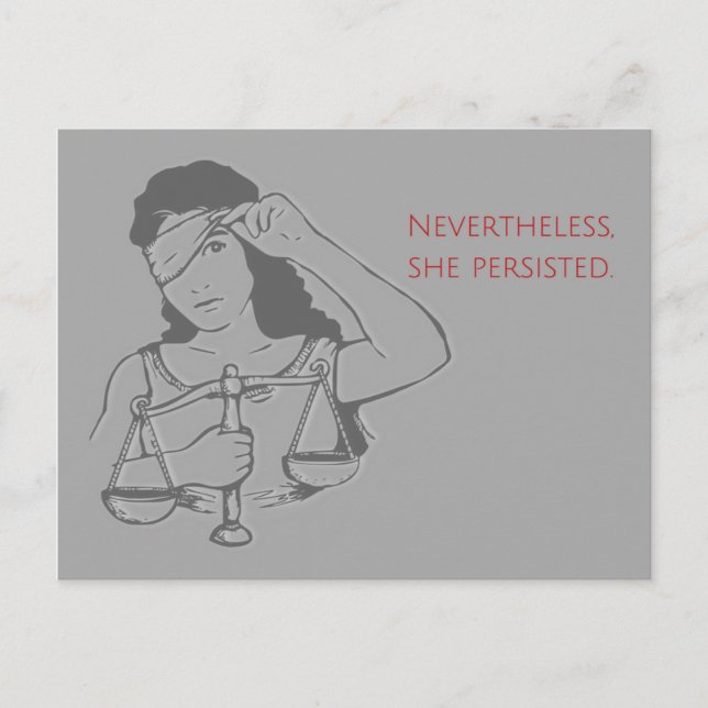 Nevertheless, she persisted (grey) postcard (Front)