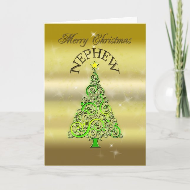 Neveu, une carte de Noël d'effet d'or (Devant)