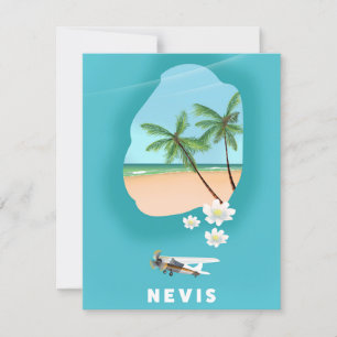 Nevis Caribbean island Illustrated map.