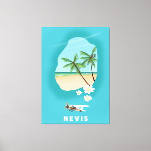 Nevis Caribbean island Illustrated map. Canvas Print