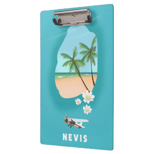 Nevis Caribbean island Illustrated map. Clipboard