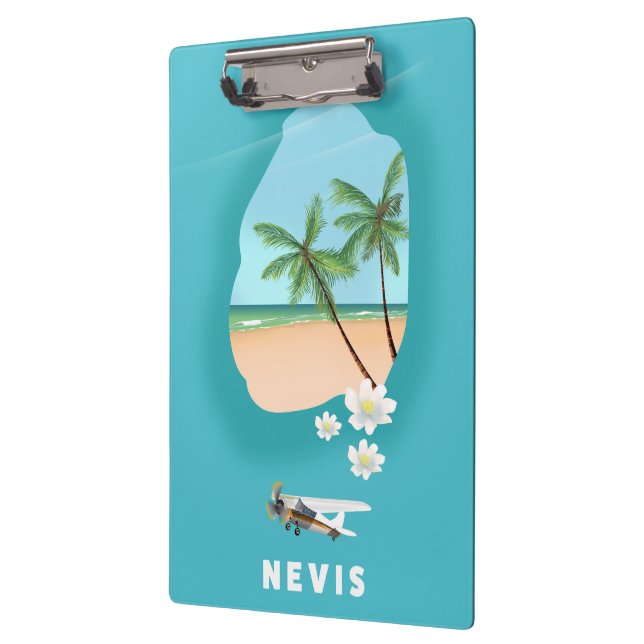 Nevis Caribbean island Illustrated map. Clipboard (Left)