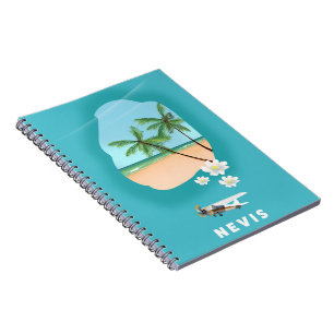 Nevis Caribbean island Illustrated map. Notebook