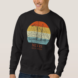 Nevis West Indies Vintage Blueprint Sailboat Vacat Sweatshirt