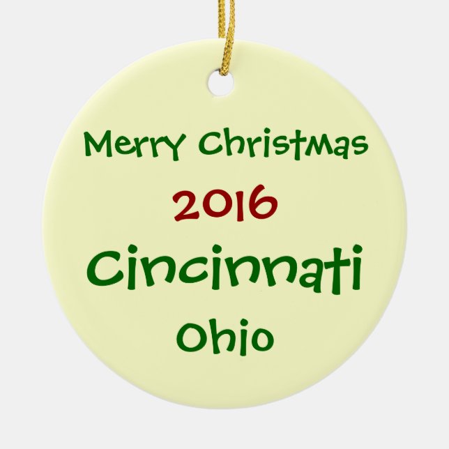 NEW 2016 CINCINNATI OHIO MERRY CHRISTMAS ORNAMENT (Front)