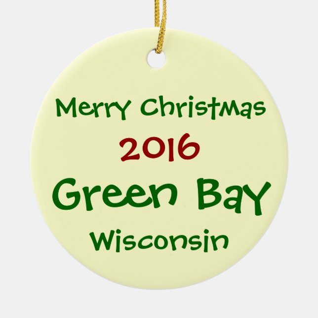 NEW 2016 GREEN BAY WISCONSIN CHRISTMAS ORNAMENT (Front)