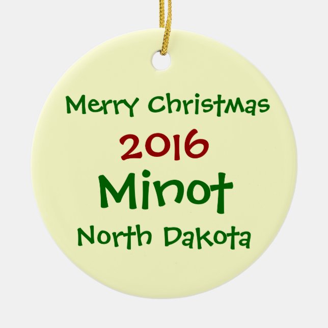NEW 2016 MINOT NORTH DAKOTA CHRISTMAS ORNAMENT (Front)