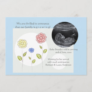 New Addition Blue Photo Pregnancy Announcement