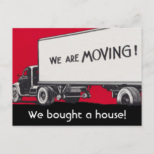 New Address Announcement on Retro Moving Truck Postcard