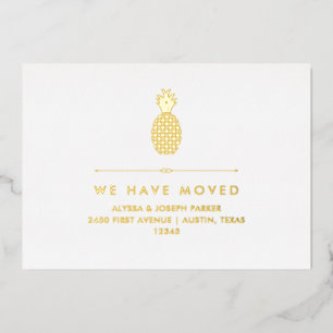 New Address Announcement with Gold Foil Pineapple