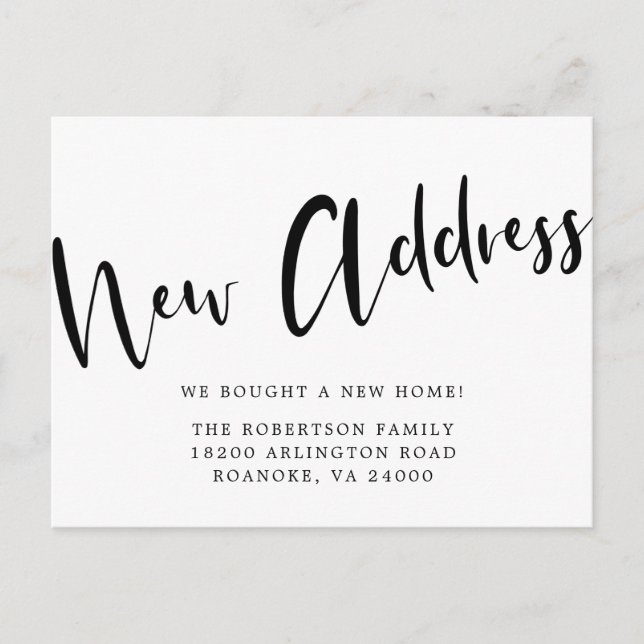 New Address Bold Calligraphy Moving Announcement Postcard (Front)