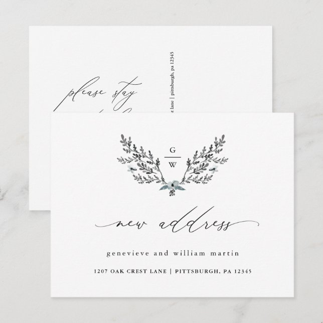 New Address Calligraphy Change of Address Announcement Postcard (Front/Back)